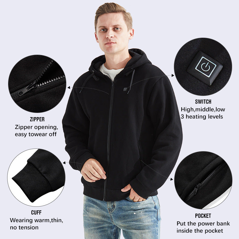 Usb Powered Electric Heated zip-up-hoodie