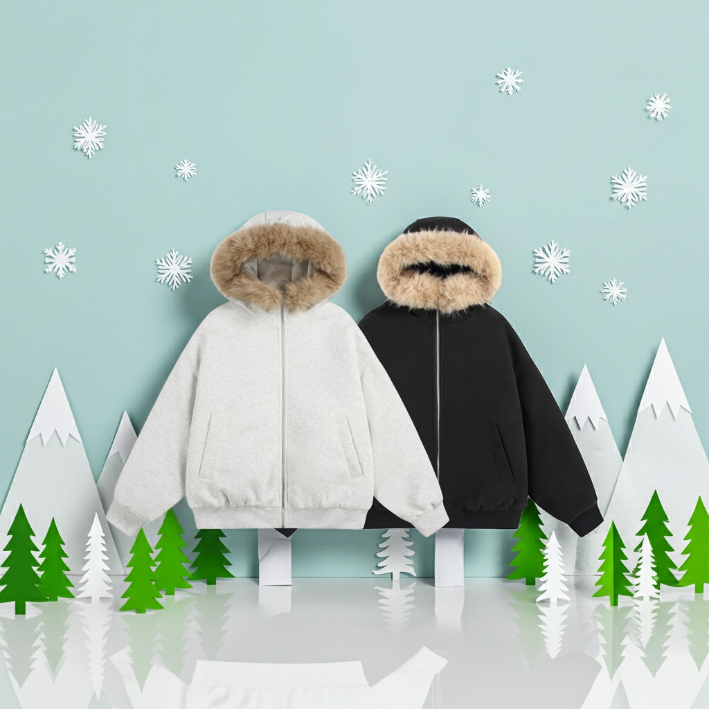 Hooded Fur-Collar Thickened Cotton Padded Coat