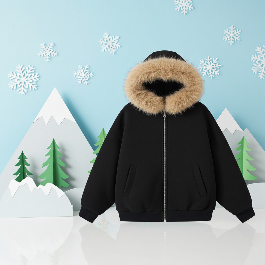 Hooded Fur-Collar Thickened Cotton Padded Coat