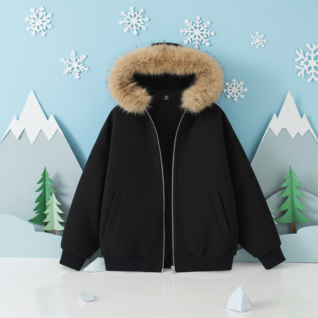 Hooded Fur-Collar Thickened Cotton Padded Coat